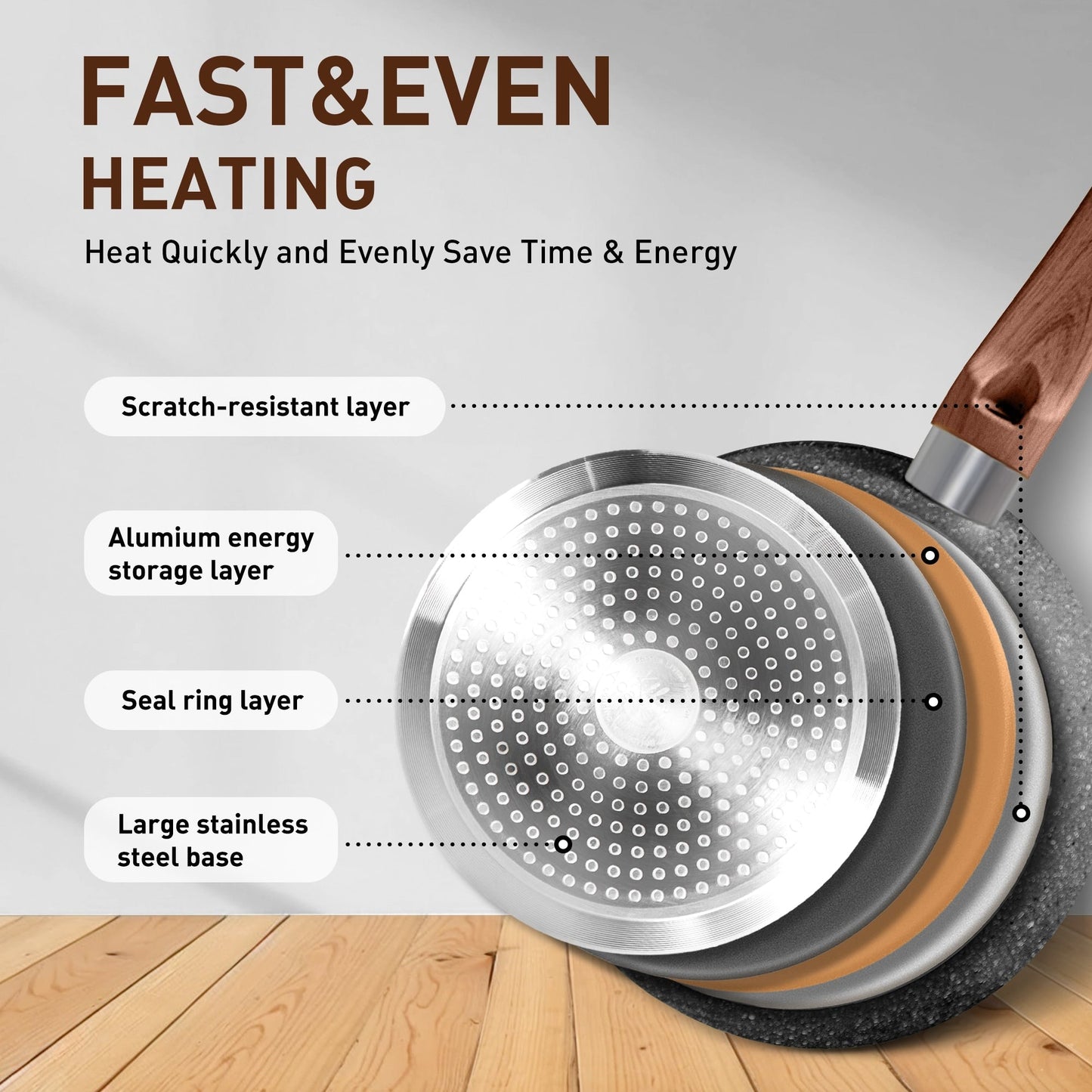 30-Piece Kitchen Granite Cookware and Bakeware Set, Cooking Pans Set Non-Stick Pots and Pans Set