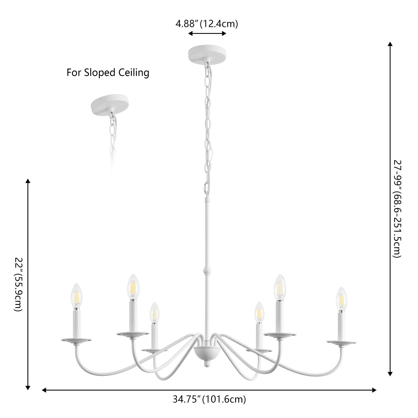34.75 6-Light Iron LED Chandelier, by JONATHAN Y