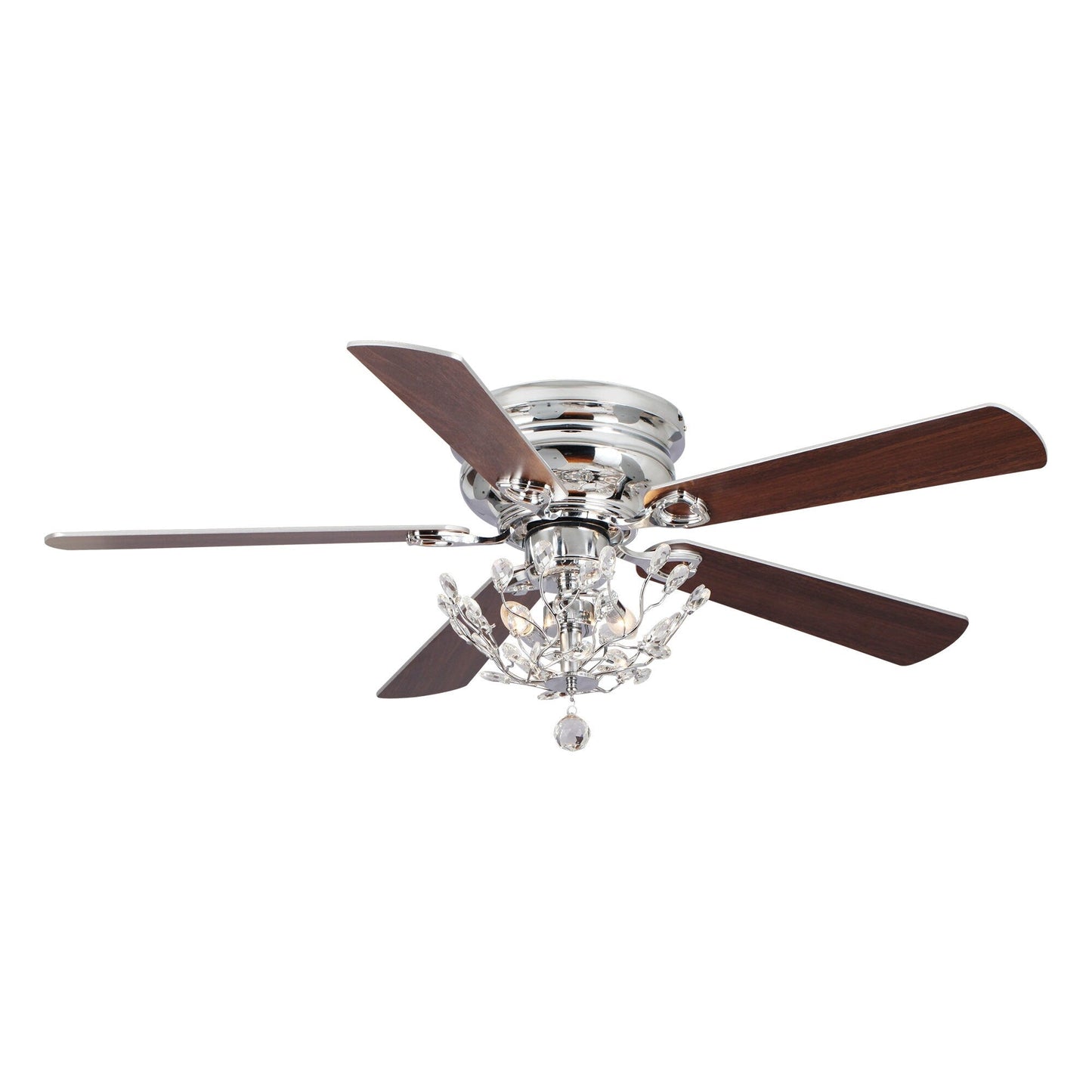 48 Modern Reversible 5-Blade Crystal Flush Mount Ceiling Fan with Remote