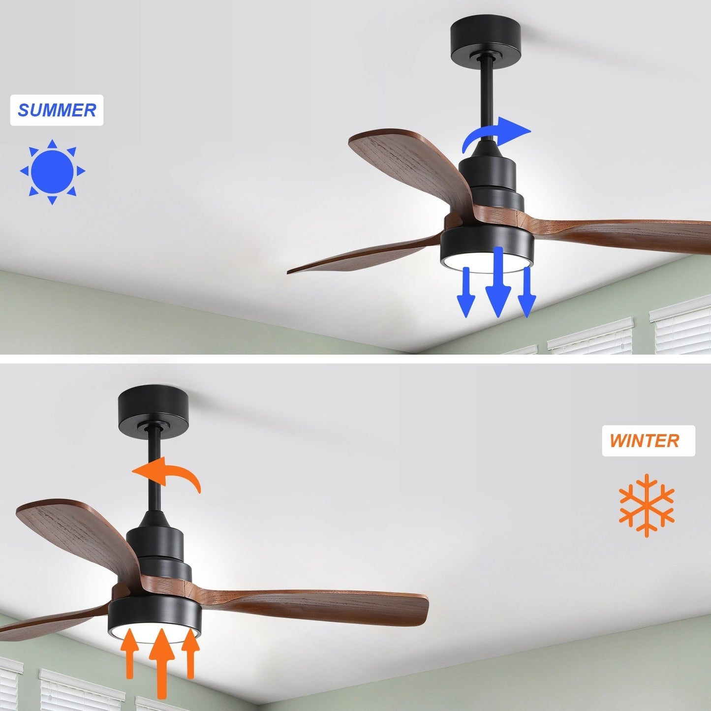 48 and 52 Integrated LED Ceiling Fan with Light and Remote, Reversible DC Motor