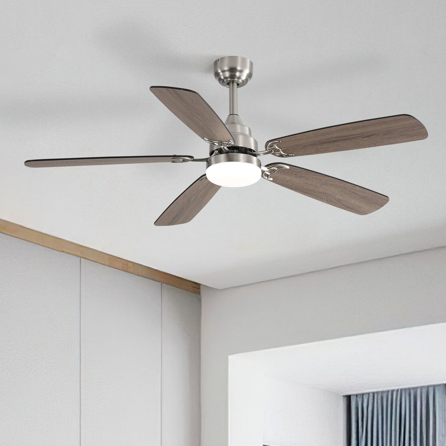 48 and 52 Integrated LED Ceiling Fan with Light and Remote, Reversible DC Motor
