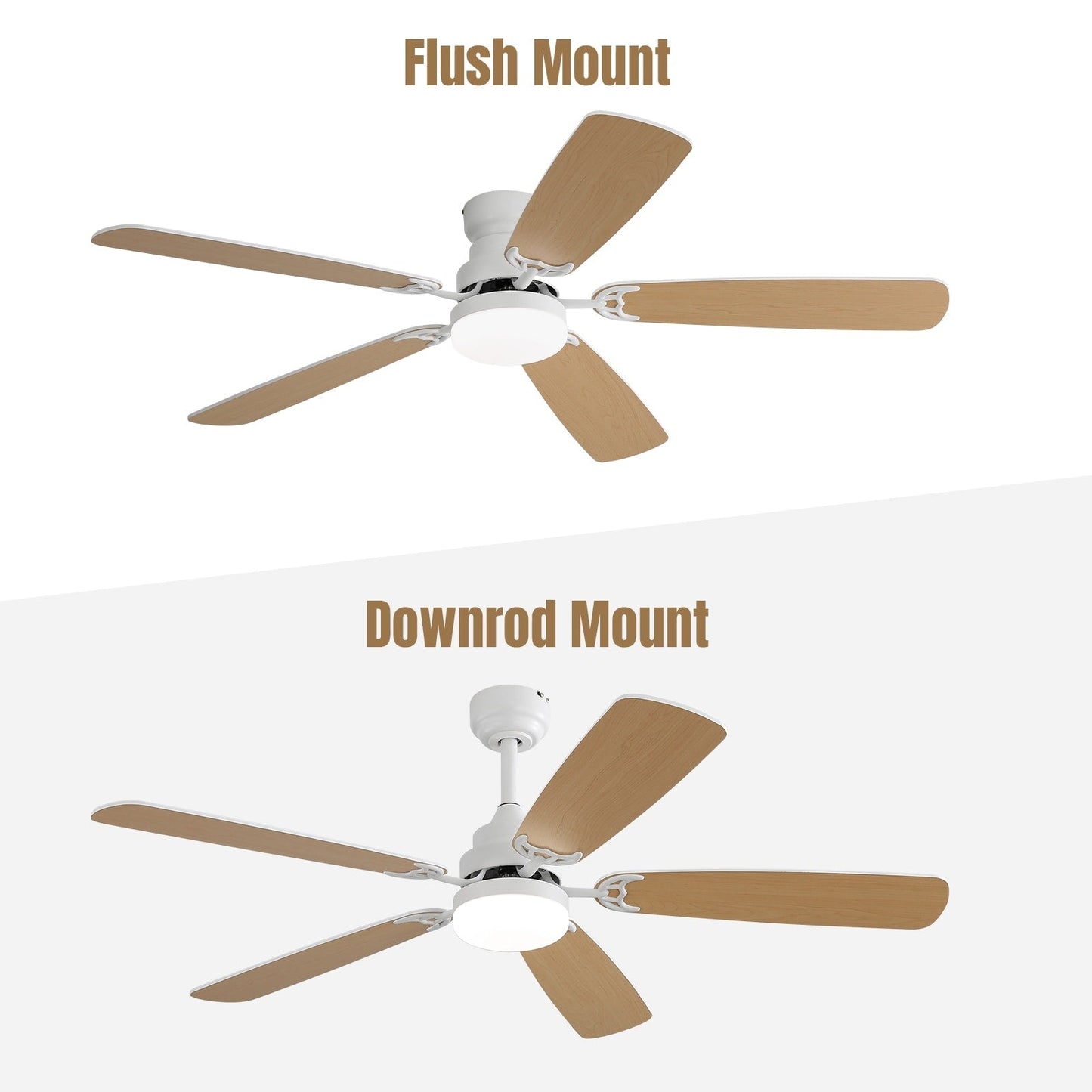 48 and 52 Integrated LED Ceiling Fan with Light and Remote, Reversible DC Motor