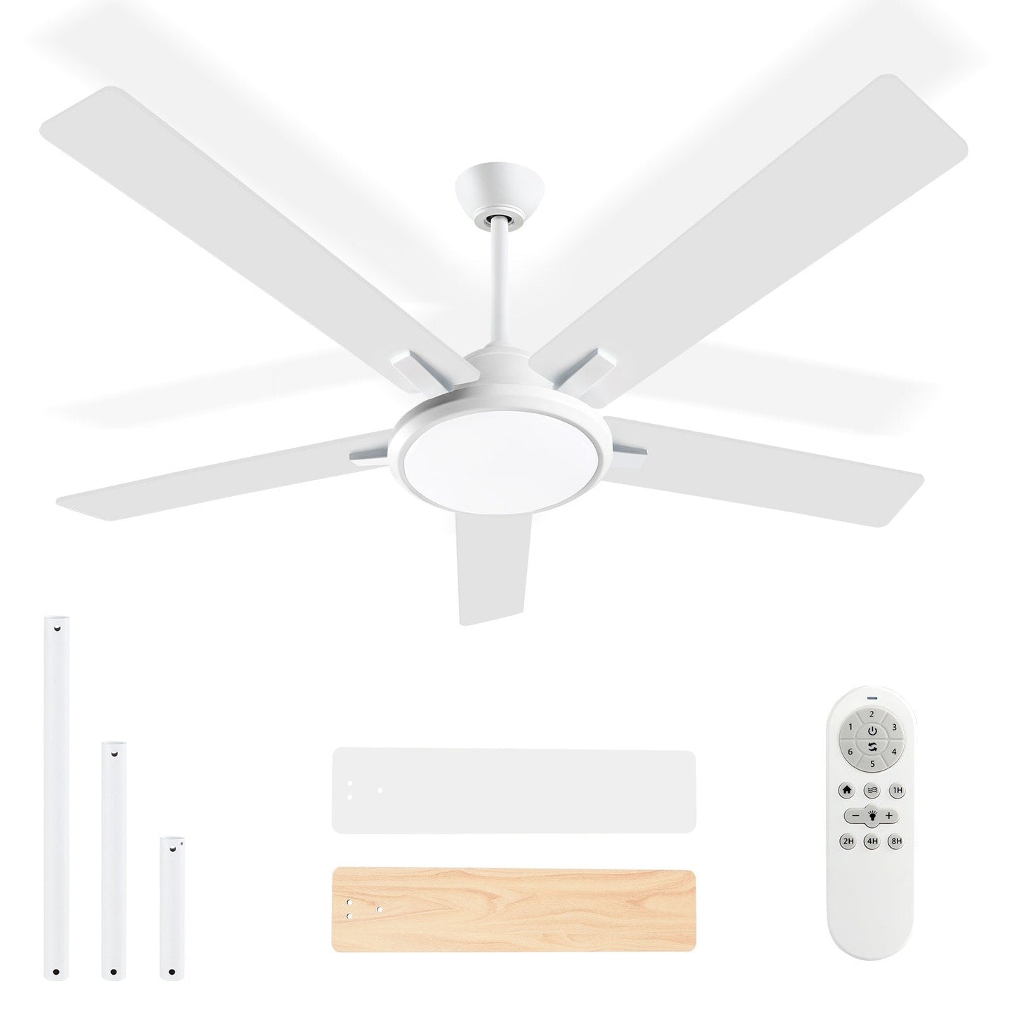 52 Modern Ceiling Fans with Lights and Remote, LED Dimmable