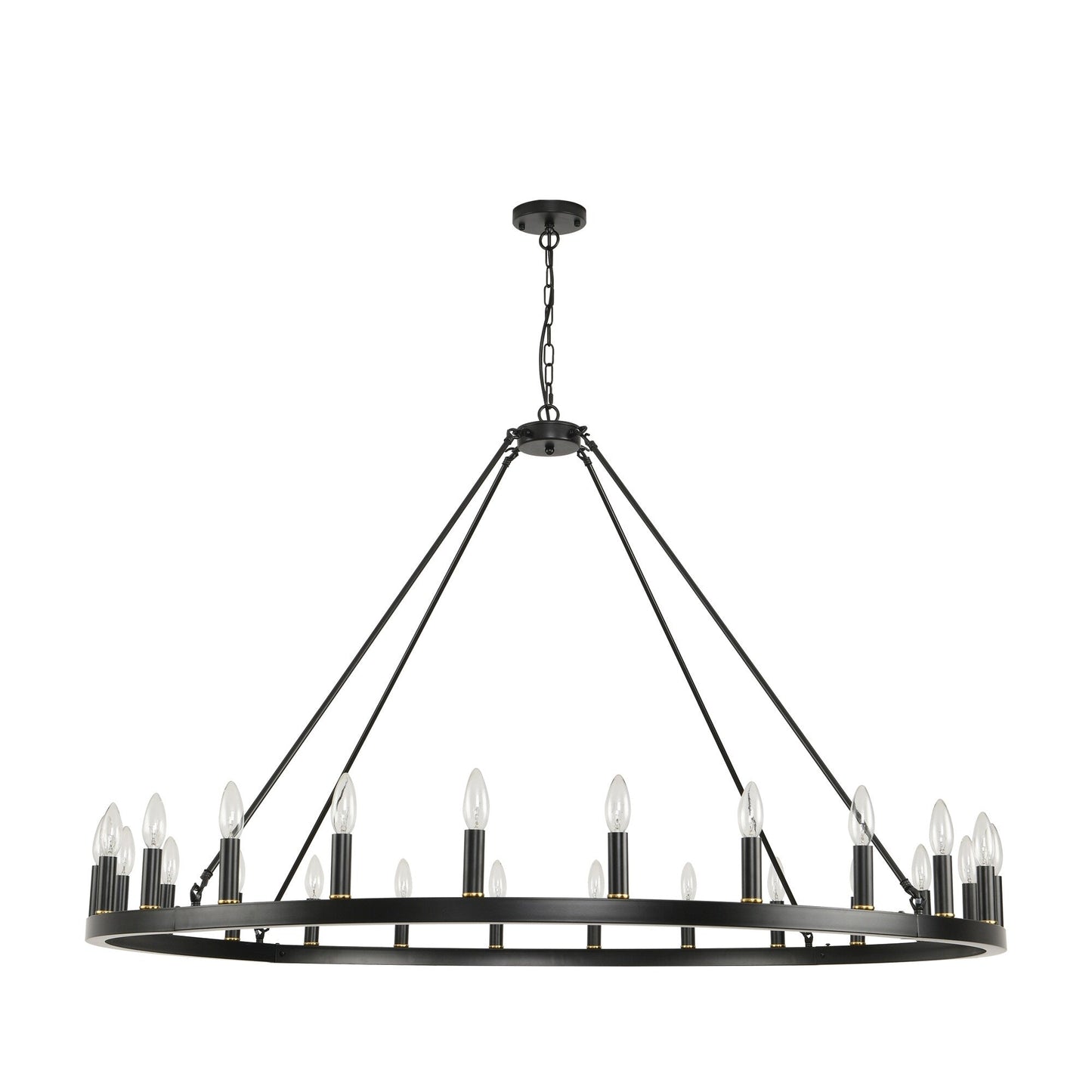 54-inch Round Wagon Wheel 24-light Chandelier