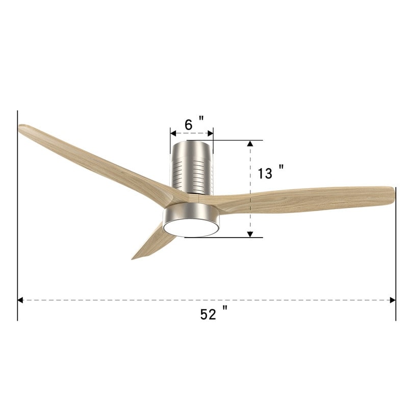 52 Inch Farmhouse Style Flush Mount Ceiling Fan with Light and Remote Control, Reversible DC Motor