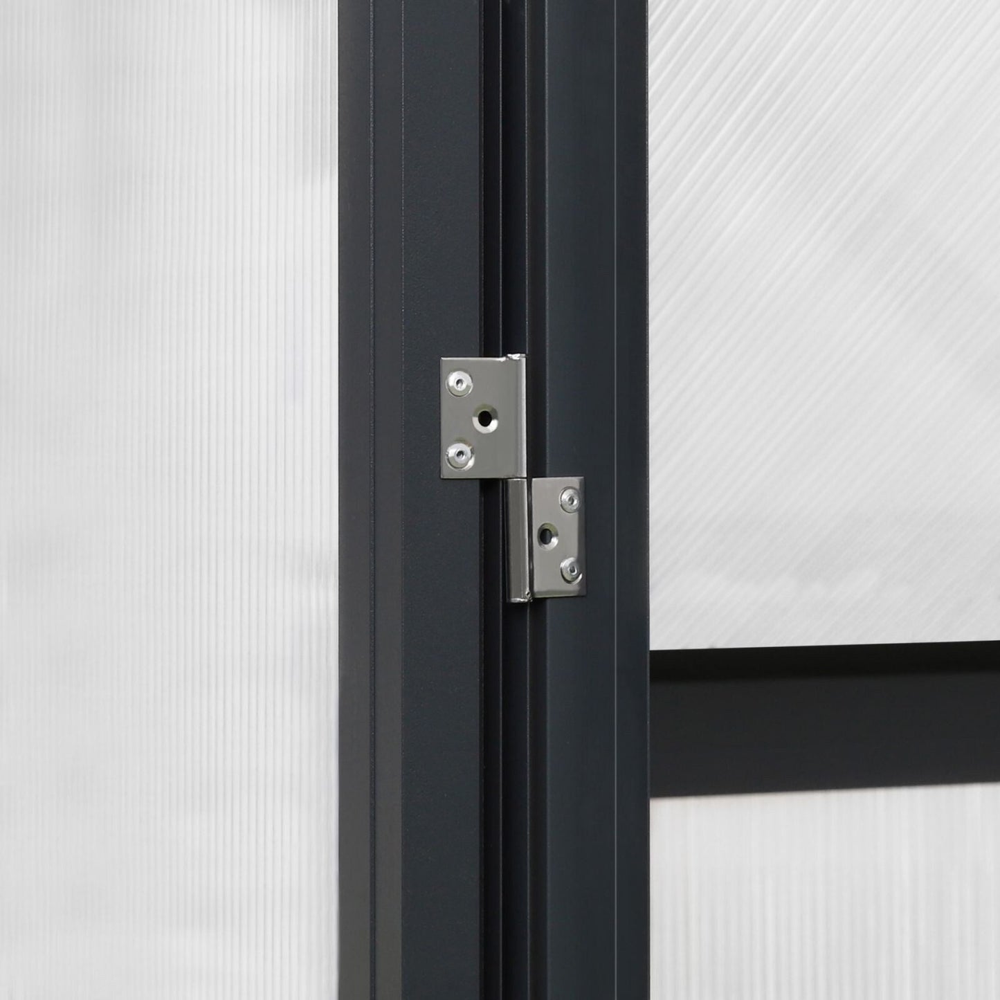 VEIKOUS Aluminum Walk-In Garden Greenhouse Kit with Adjustable Roof Vent and Lockable Door Grey