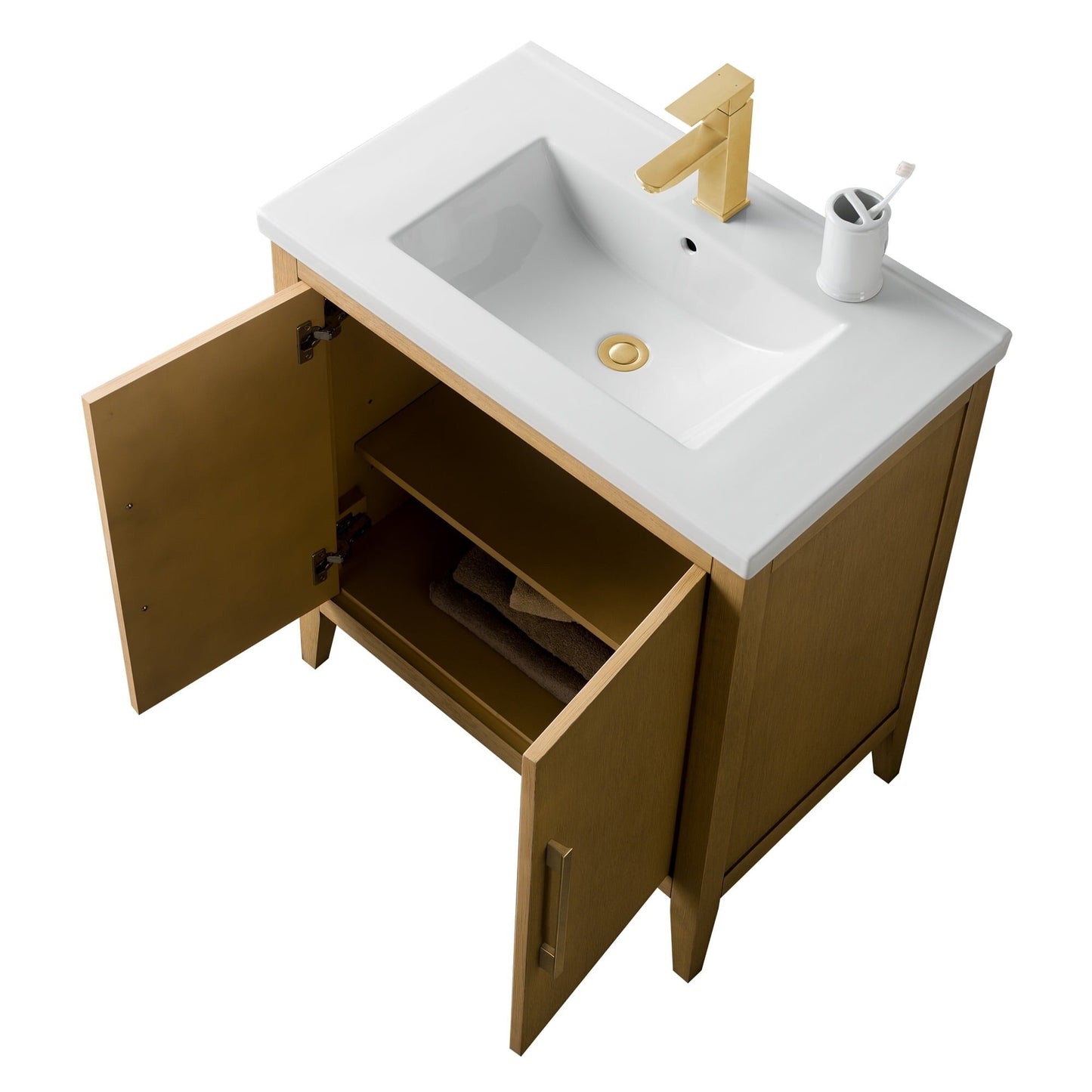 Vanity Art 20 or 24 or 30 Single Sink Bathroom Vanity Cabinet with Ceramic Top