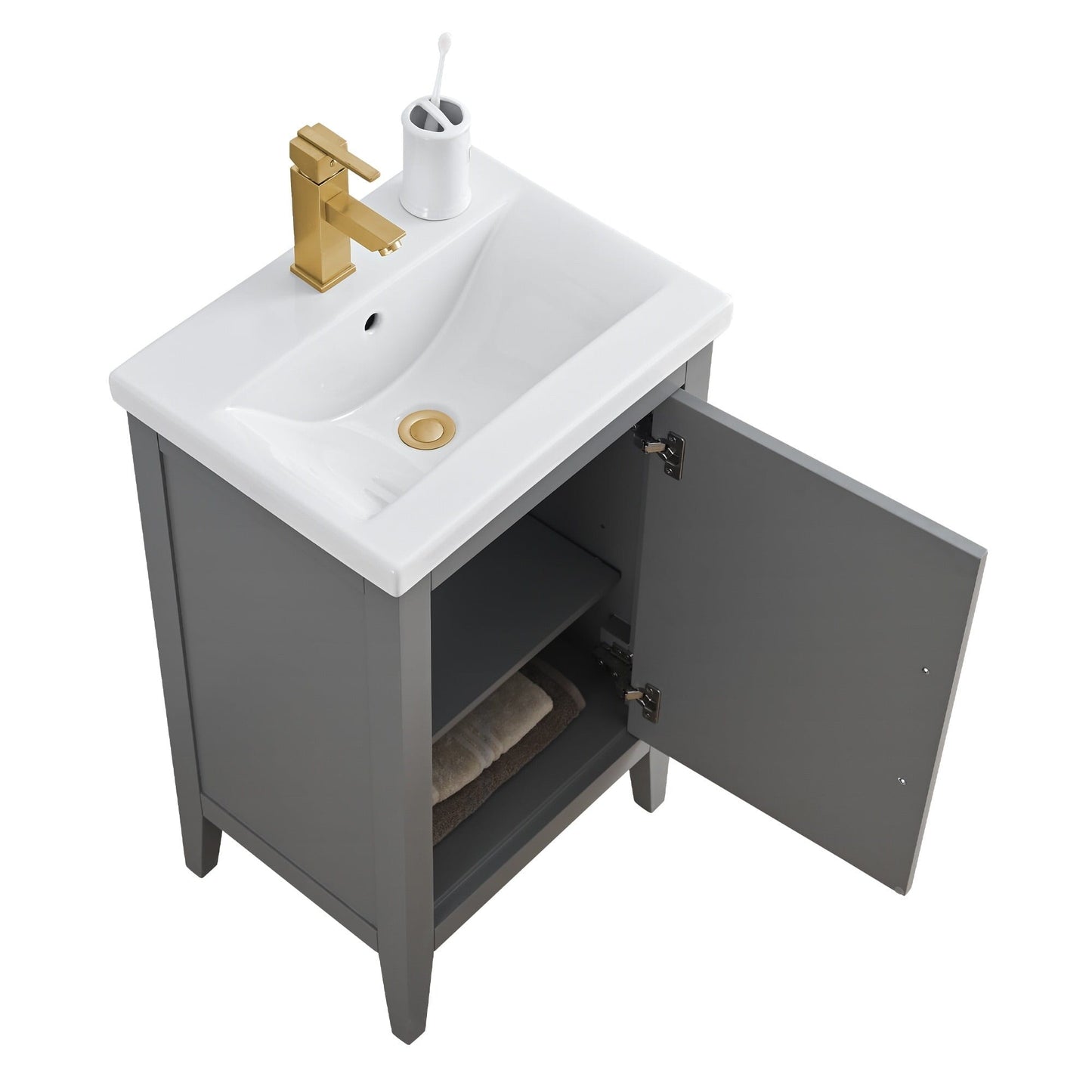 Vanity Art 20 or 24 or 30 Single Sink Bathroom Vanity Cabinet with Ceramic Top