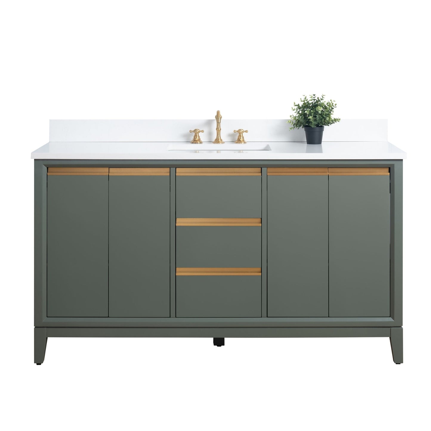 Vanity Art Bathroom Vanity with Ceramic Sink and Engineered Marble Top