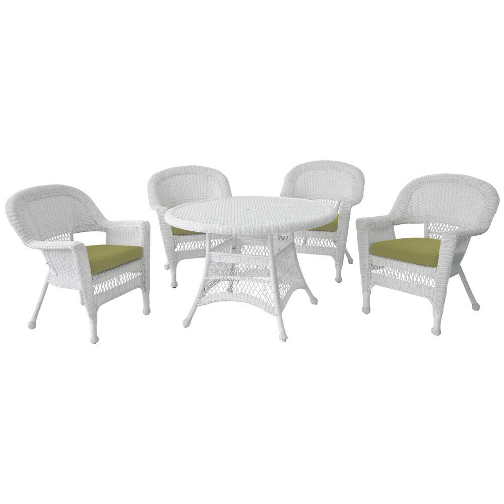 5-piece White Resin Wicker Dining Set