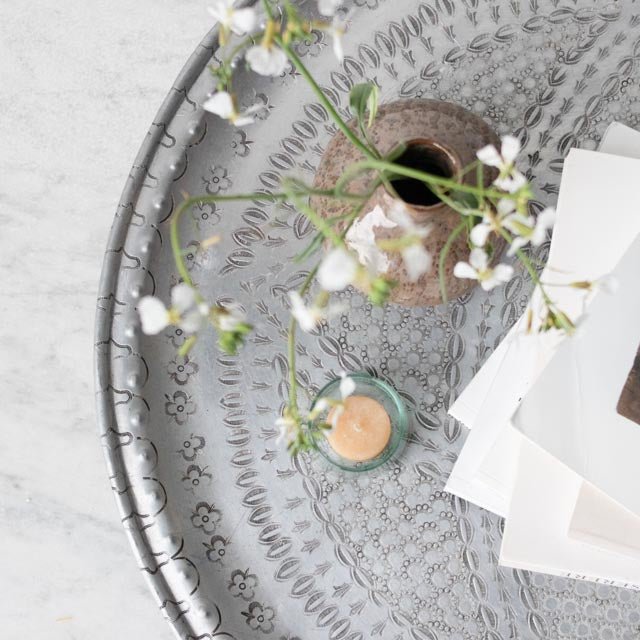 Vintage Aluminum Moroccan Tray