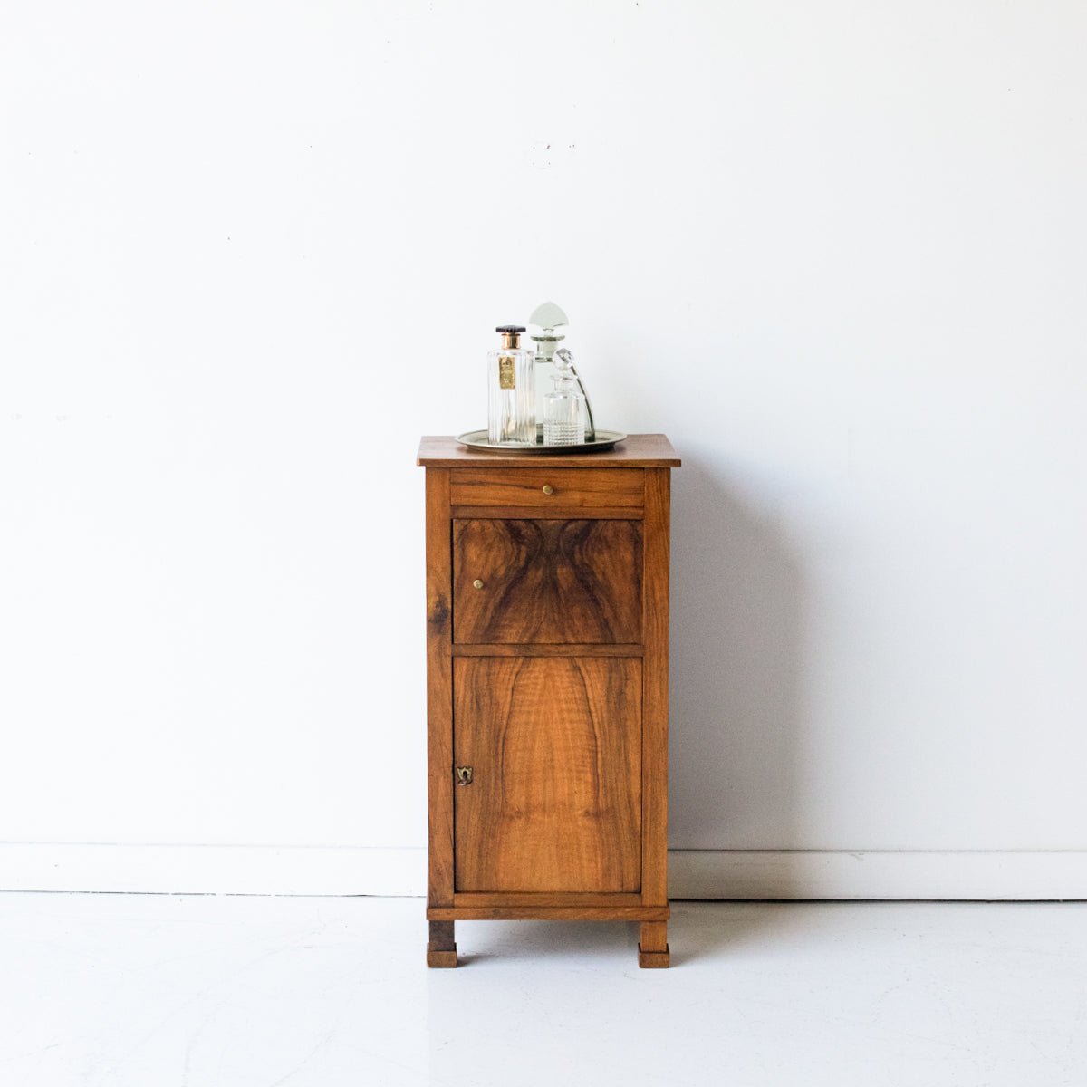 Vintage Bedside Table With Book-Matched Face
