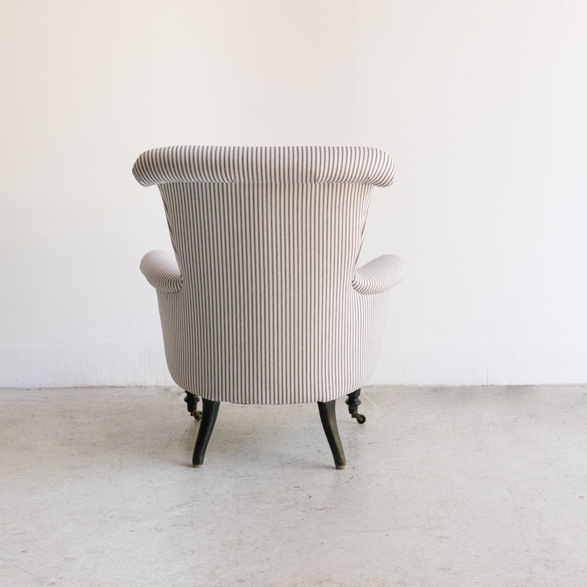 Vintage Napoleon Arm Chair | Black Ticking Stripe