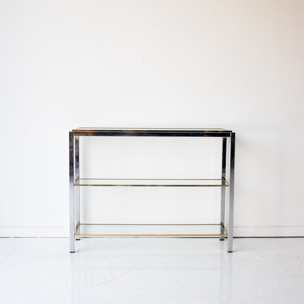 Vintage Nickel & Brass Console