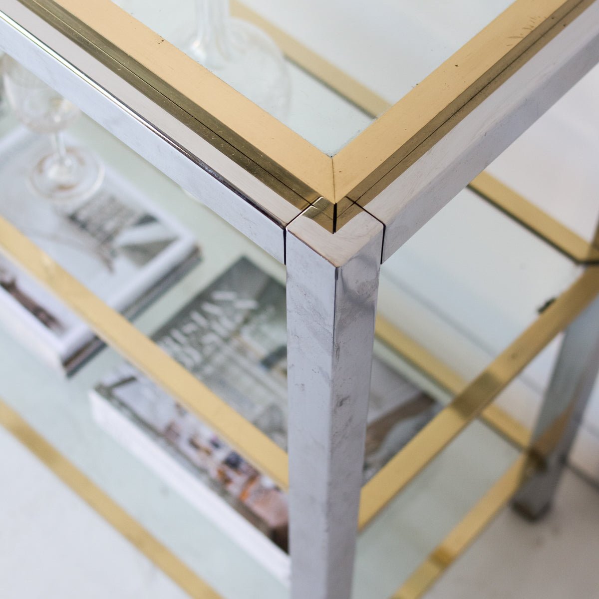 Vintage Nickel & Brass Console