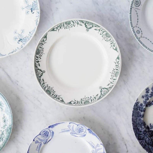 Vintage Transferware Plates & Bowls Set of 4 | Blue or Green