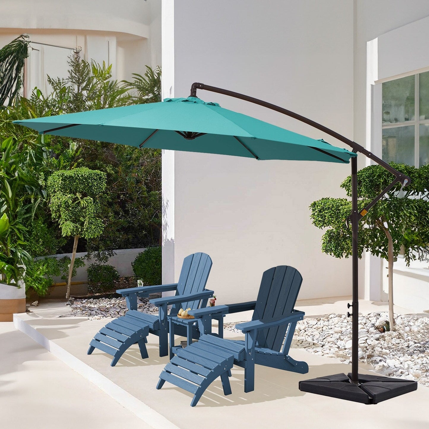 10 ft Steel Crank-lift Cantilever Umbrella With Weighted Base