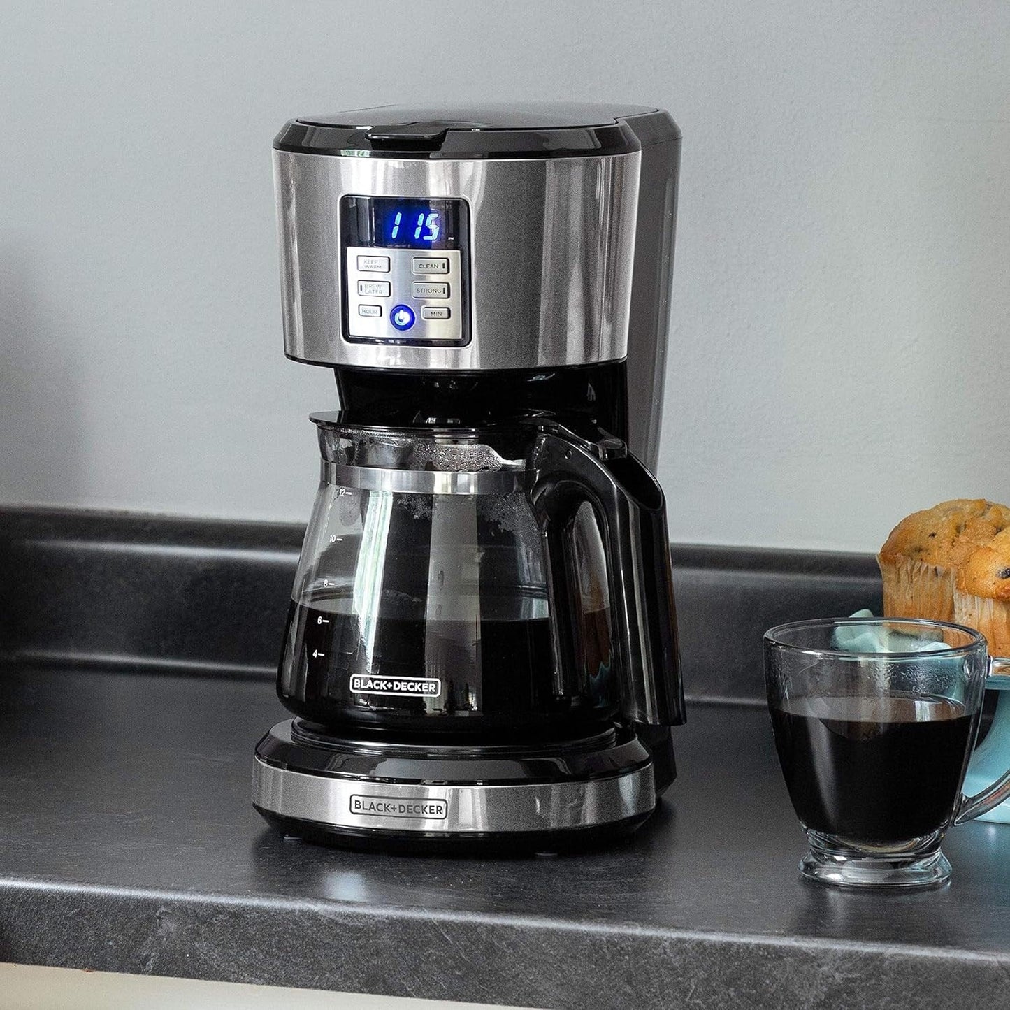 12-Cup Programmable Coffee Maker, Vortex Brew Technology, Black