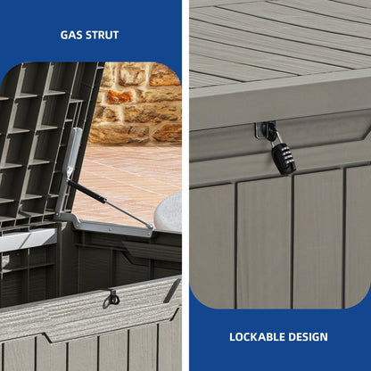 120-260 Gallons Large Resin Water Resistant Lockable Deck Box