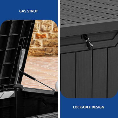 120-260 Gallons Large Resin Water Resistant Lockable Deck Box