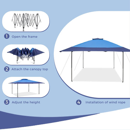 13' x 13' Outdoor Canopy Patio Gazebo Reinforced garden Pop-up Canopy Tentwith Elegant Corner Curtain - 13x13ft