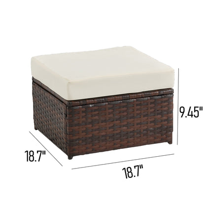 2-PC Patio Wicker Ottomans--Clearance