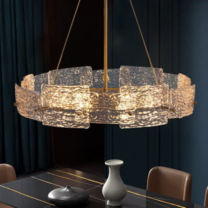 23.6 in. Modern Gold Crystal Chandelier 6-Light Glam Drum Pendant Light for Kitchen Island Dining Room