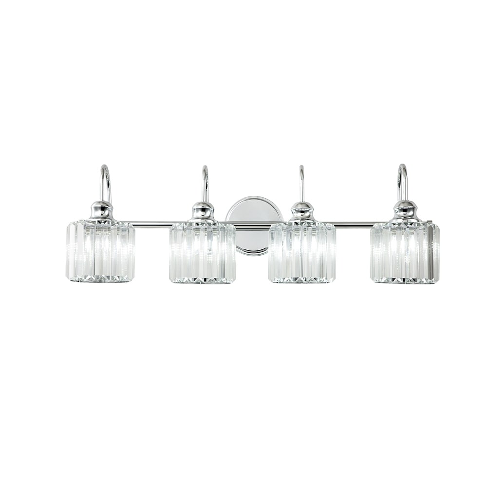3/4-Light Modern Glam Linear Dimmable Crystal Bathroom Vanity Lights Over Mirror