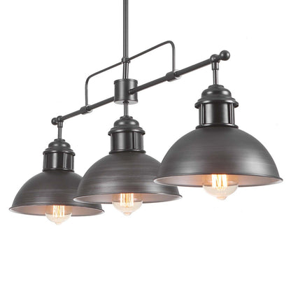 3-Light Industrial Farmhouse Dome Pendant Metal Linear Kitchen Island Pendant Light Oil Rubbed Bronze Finish