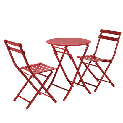 3-Piece Minimalist Patio Bistro Set of Foldable Round Table & Chairs - 3-Piece-Patio-Bistro-Set