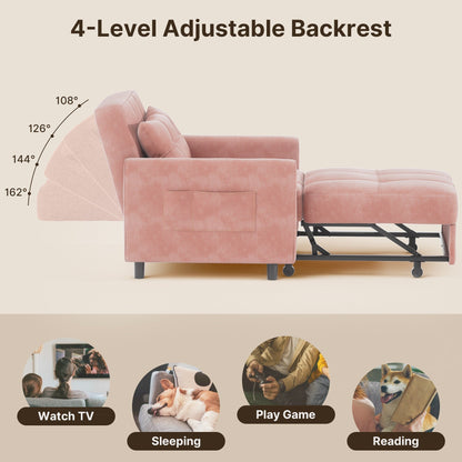 3-in-1 Adjustable Sleeper Sofa Bed, Pull Out Chair Sofa, Convertible Folding Bed for Living Room