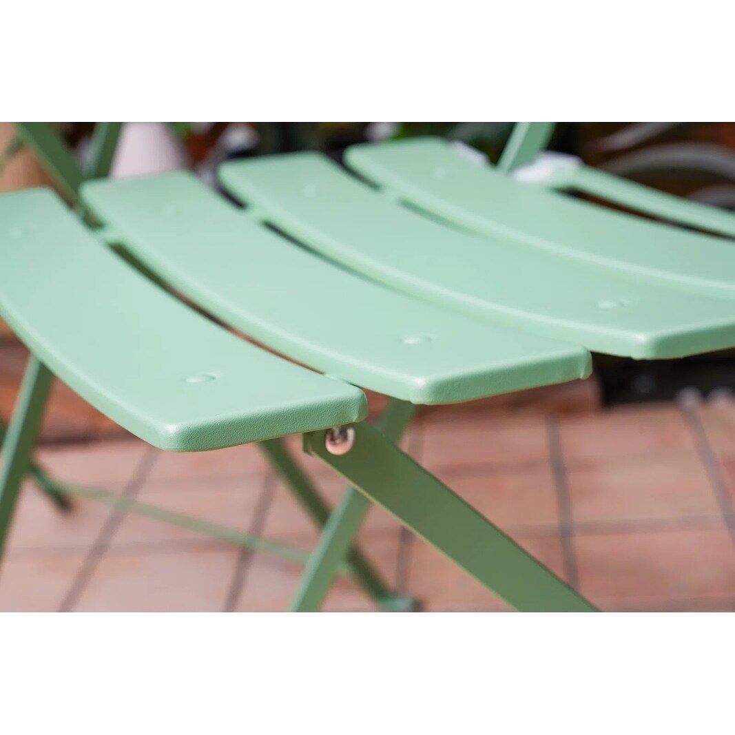 3pc Metal Folding Bistro Set, Weather-Resistant Outdoor/Indoor Conversation Set for Patio, Yard, Garden