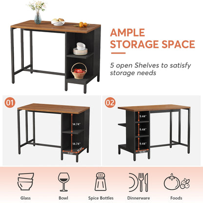 43 Wide Kitchen Island, Kitchen Counter Table with 5 Open Shelves