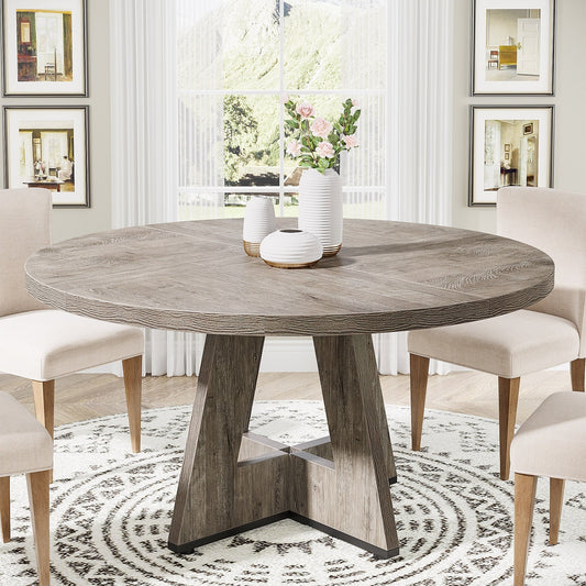 47 Round Dining Table for 4, Farmhouse Kitchen Table Small Dinner Table Wood Kitchen Table for Dining Room Living Room