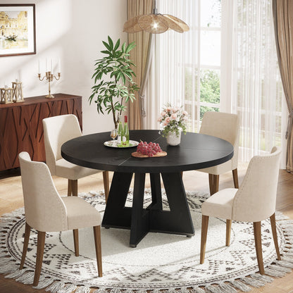 47 Round Dining Table for 4, Farmhouse Kitchen Table Small Dinner Table Wood Kitchen Table for Dining Room Living Room