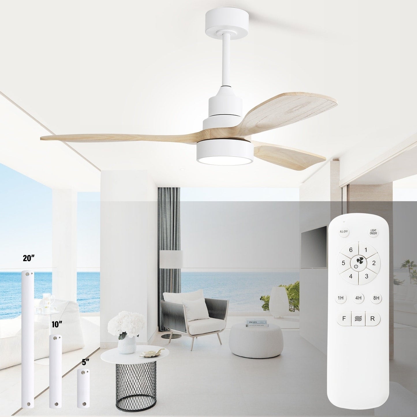 48 and 52 Integrated LED Ceiling Fan with Light and Remote, Reversible DC Motor
