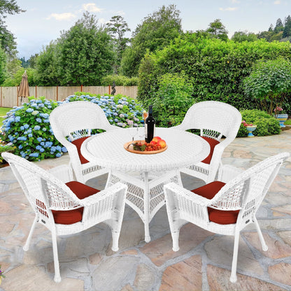 5-piece White Resin Wicker Dining Set