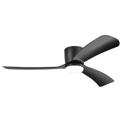 52 Inch Black/White Flush Mount LED Ceiling Fan with Lights Remote(3-Blade)