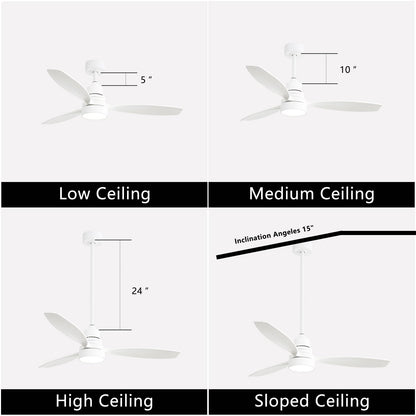 48 and 52 Integrated LED Ceiling Fan with Light and Remote, Reversible DC Motor