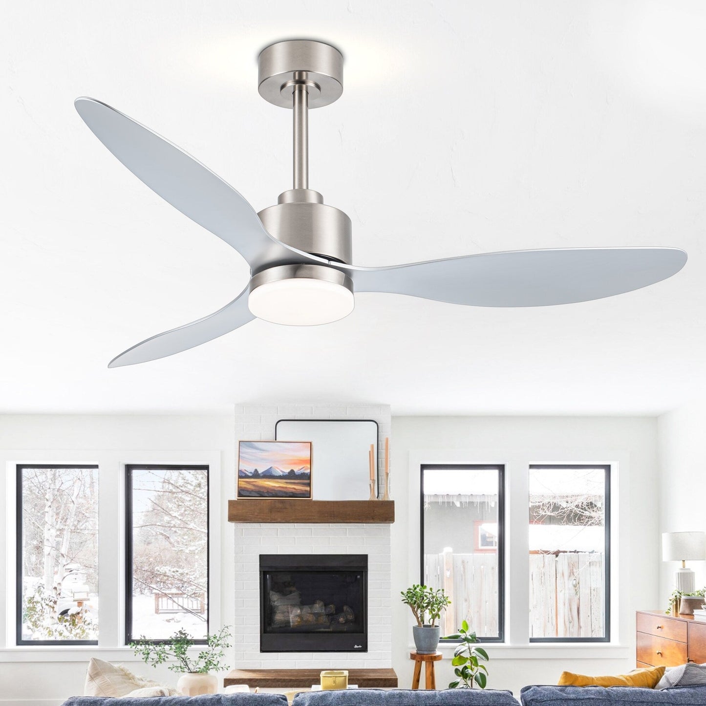 52 Inch LED Ceiling Fan with Lights Remote(3-Blade)
