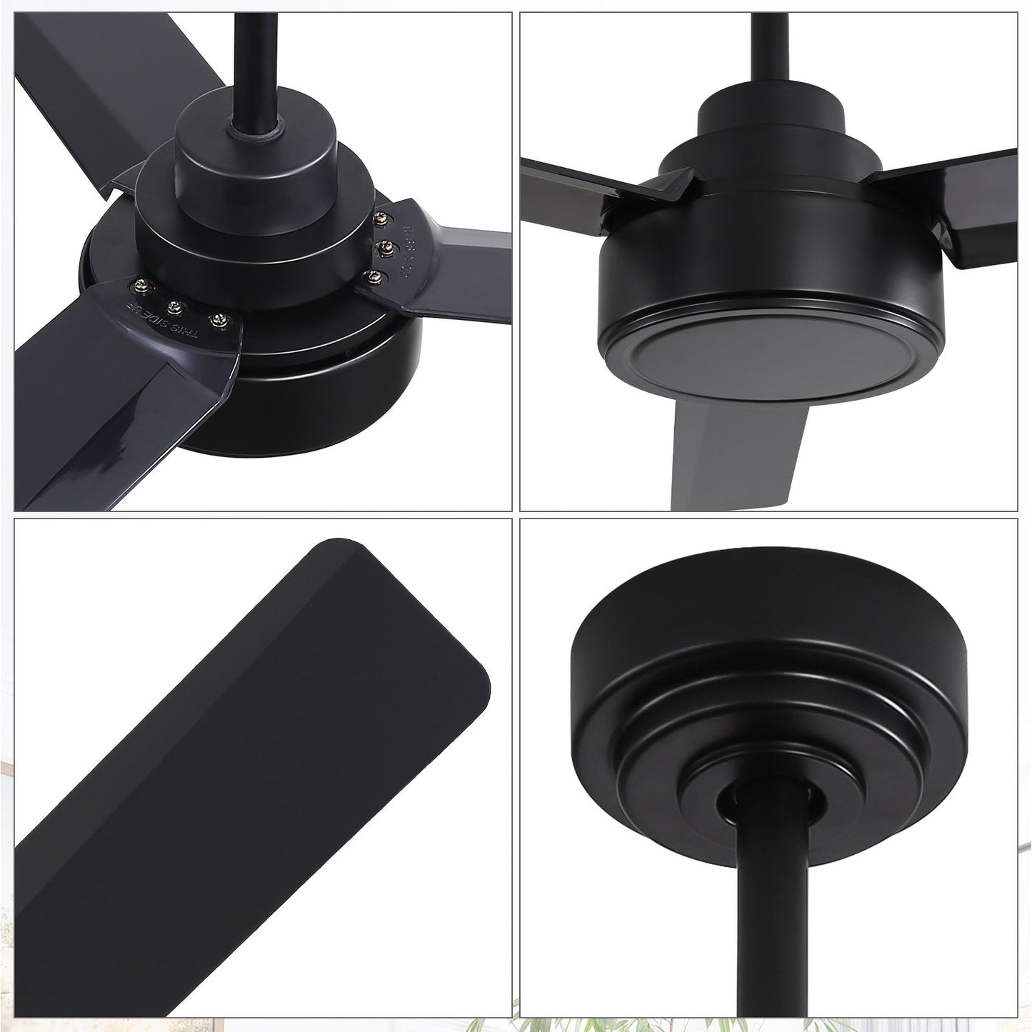 52 inch Modern Solid Wood / ABS Ceiling Fan With Remote Control(No Light),6 WInd Speed,Reversible Airflow