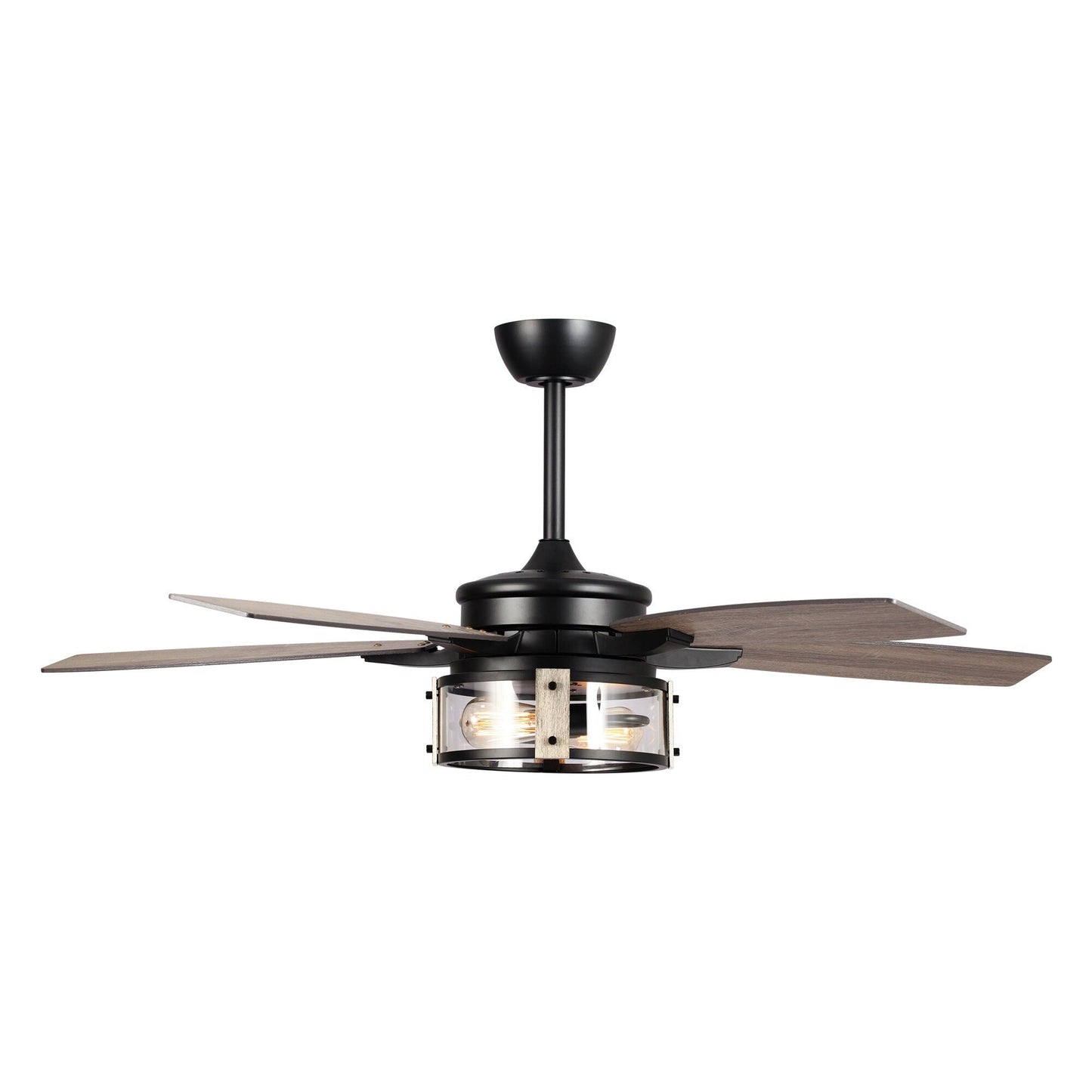 52 Rustic Black Wood 5-Blade Indoor Ceiling Fan with Remote