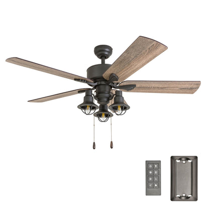 52 Prominence Home Sivan Bronze Farmhouse LED Ceiling Fan with Light, Remote Control