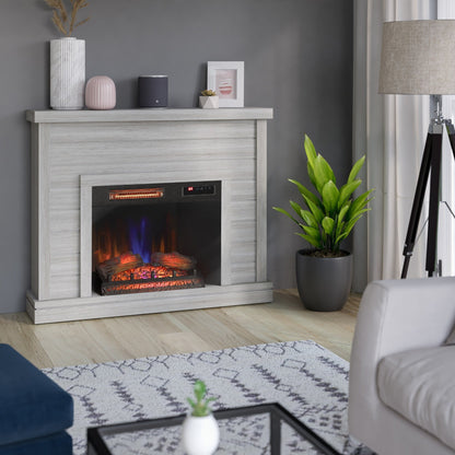 52 Shiplap Wall Mantel with 3D Fireplace Insert