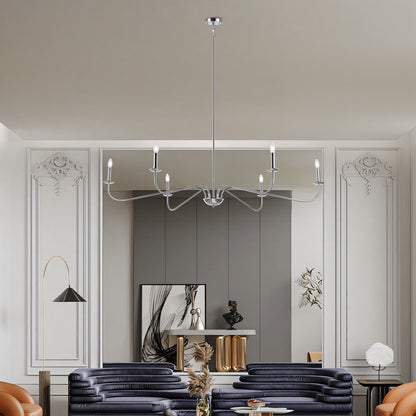 6 Light 64 Inches Minimalist Chandelier in Matte Black / Gold /Chrome - N/A