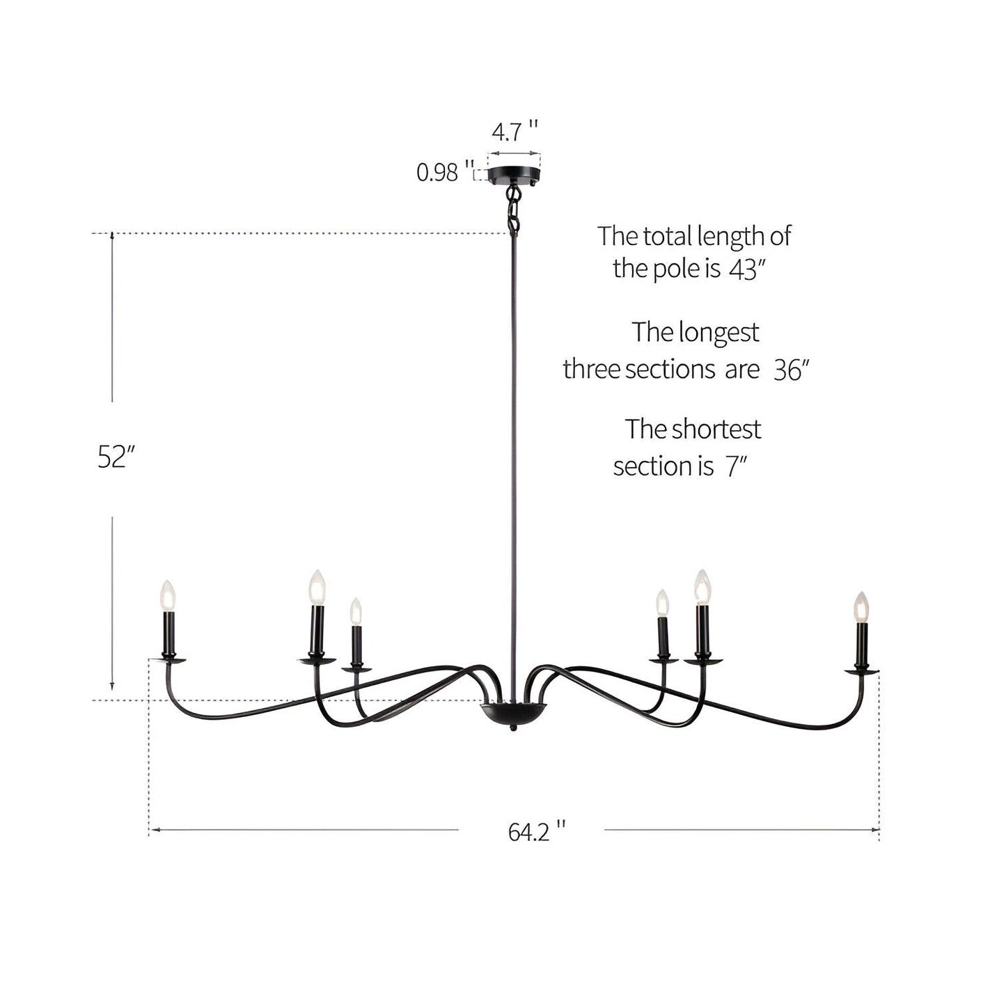 6-Light Classic French Minialist Chandelier with Candle-Style Lighting