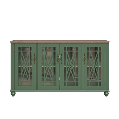 63 Vintage Style Wood Kitchen Accent Buffet Sideboard Cabinet - 63 in Width