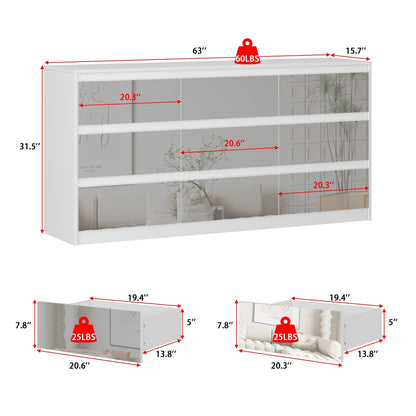 63W 9 Drawer Dresser Accent Dresser for Living Room Bedroom Chest