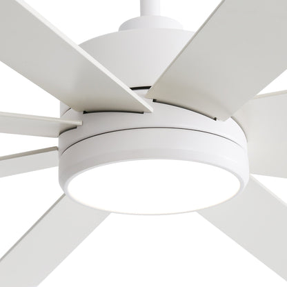 65 Inch 8-Blade Black LED Ceiling Fan with Light and Remote