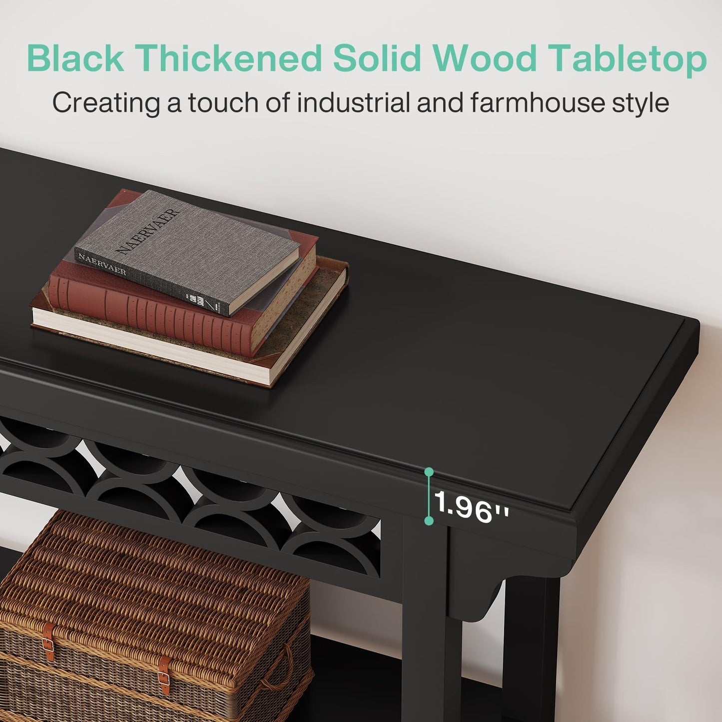 70.8 Inch Farmhouse Solid Wood Long Console Table Sofa Table